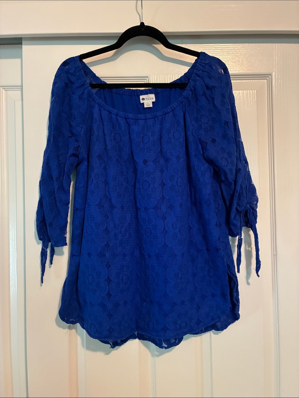 STYLUS Royal Blue Lace Peasant Tunic